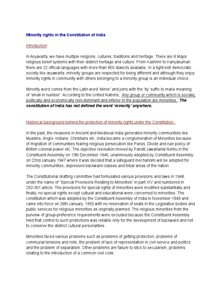 Rights Of Minorities | PDF | Minority Group | Government