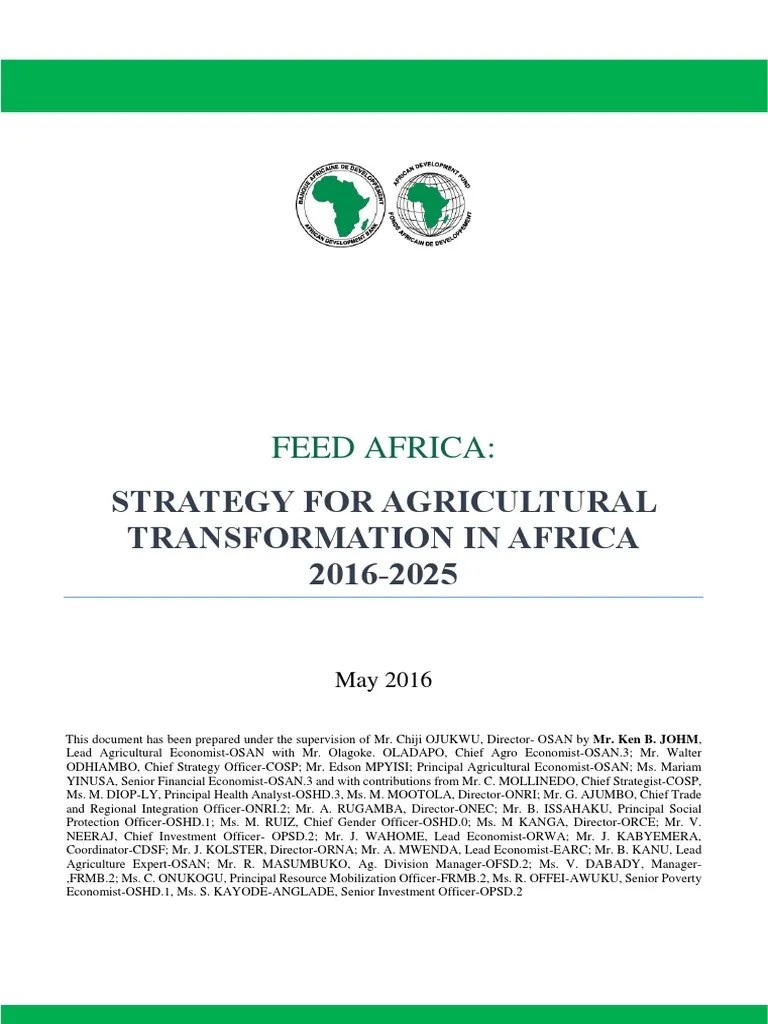 Feed Africa - Strategy For Agricultural Transformation In Africa 2016 ...