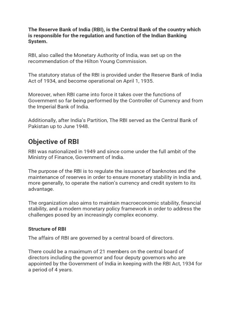 Functions Of RBI | PDF | Reserve Bank Of India | Banks