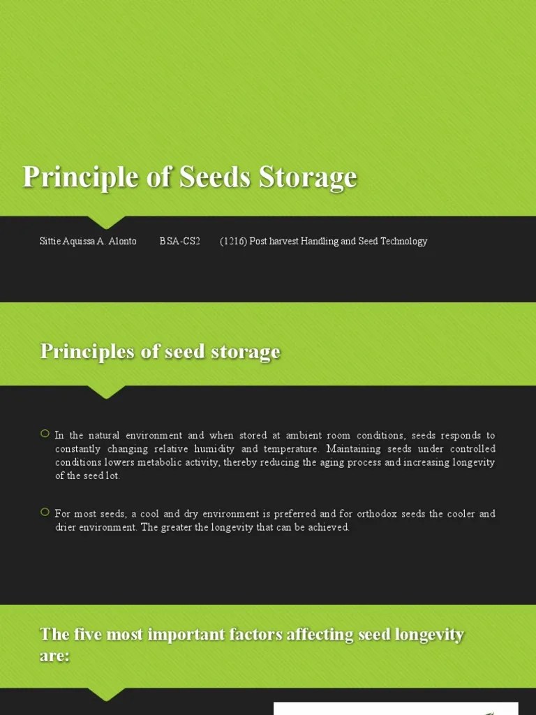 Principle Of Seeds Storage | PDF | Seed | Rice