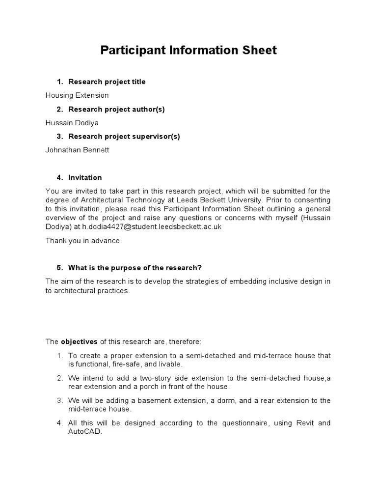 Participant Information Sheet And Consent Form | PDF | Information Privacy