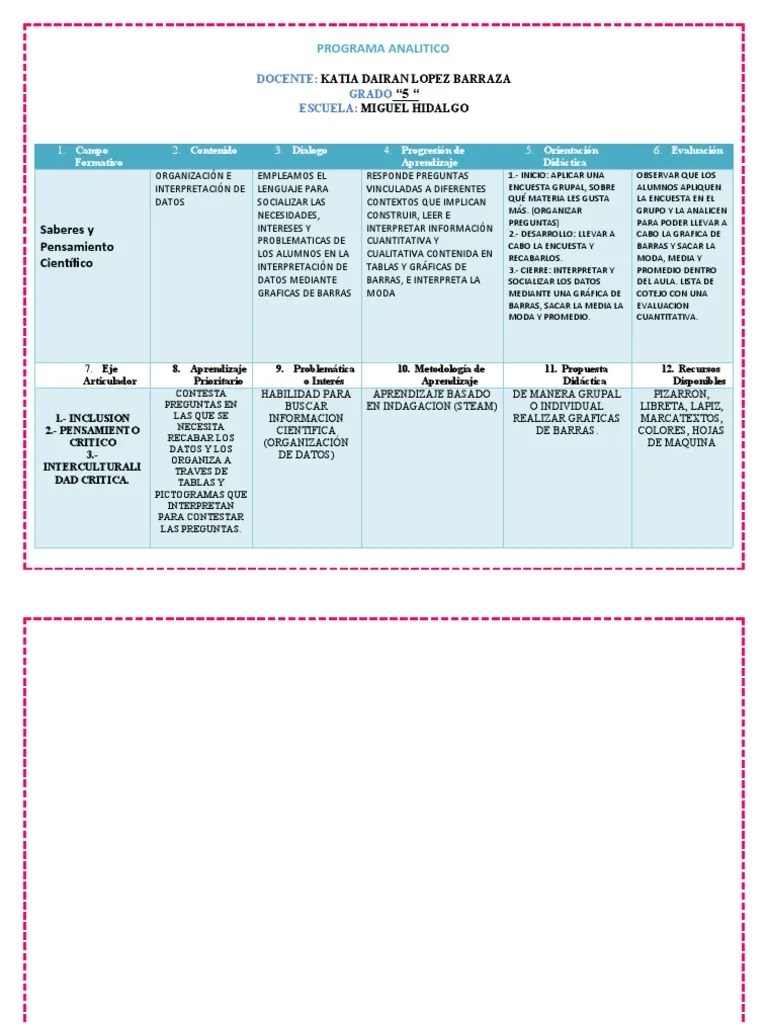 5° Codiseño Del Programa Analitico | PDF | Evaluación | Aprendizaje