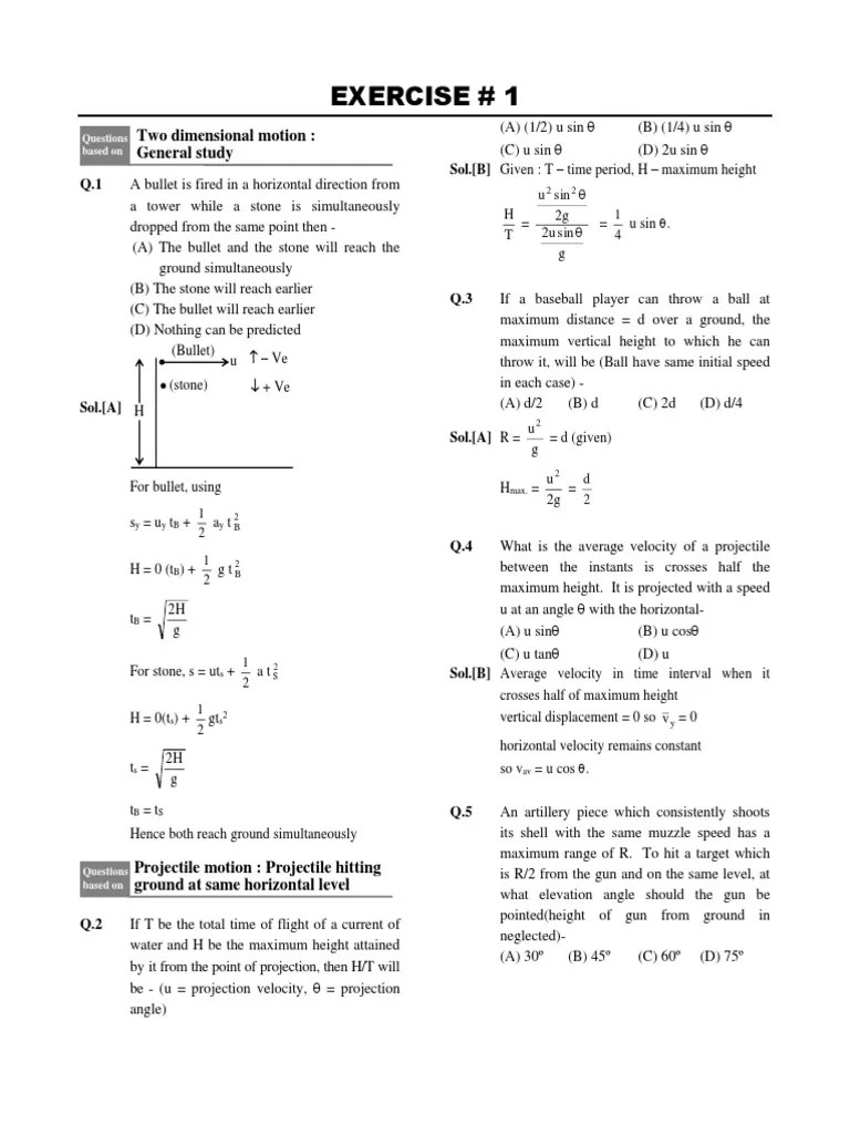 (B) Projectile Motion (Exercise) PDF | PDF | Projectiles | Acceleration