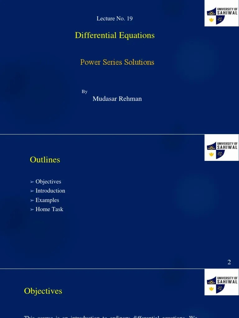 Power Series Solutions Of Differential Equations | PDF | Differential ...