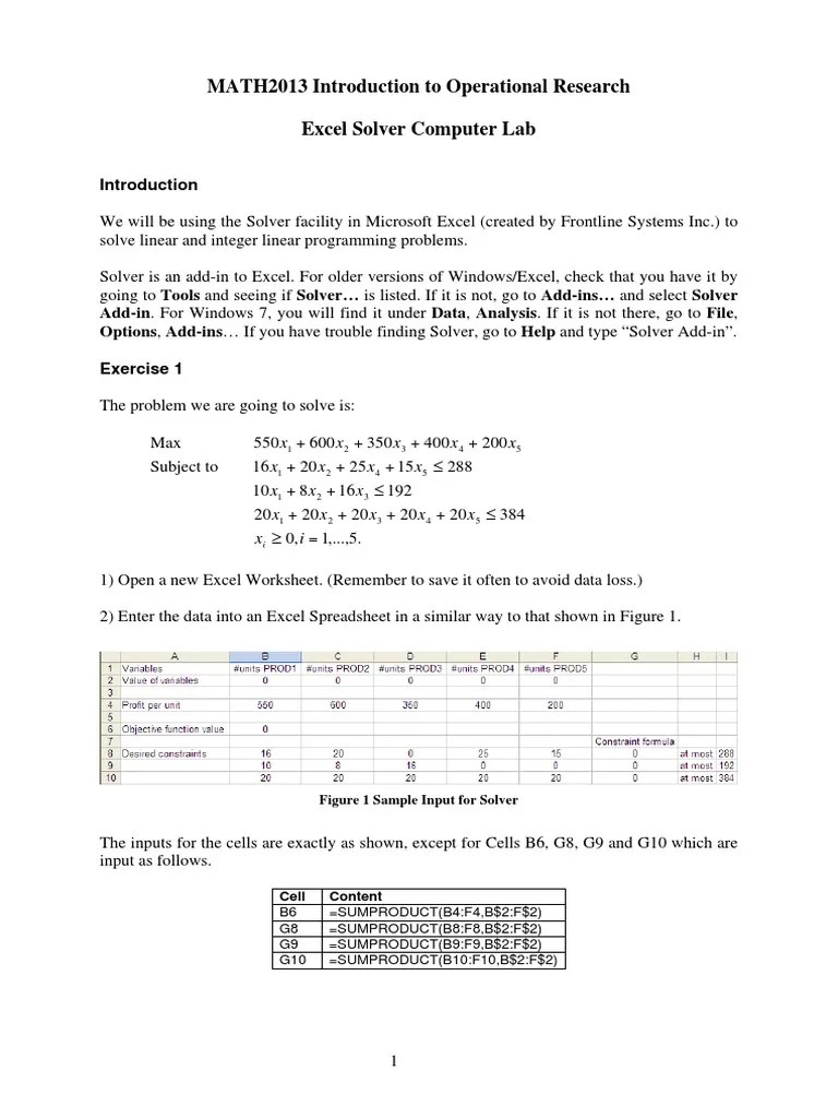 How To Use Excel Solver | PDF | Mathematical Optimization | Microsoft Excel