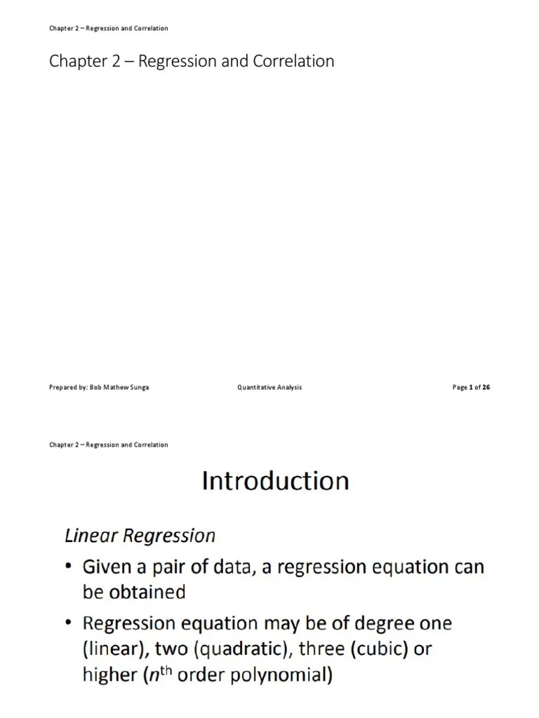 Chapter 2 - Regression And Correlation PDF | PDF | Analysis | Metrology