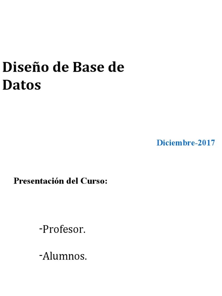 Sesion 1 Diseño Base De Datos | PDF | Informática | Gestión De ...
