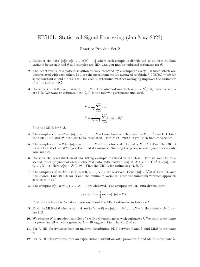 Practice Problem Set 2 | PDF | Bias Of An Estimator | Estimator