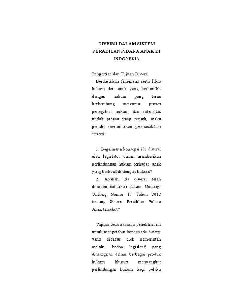 Diversi Dalam Sistem Peradilan Pidana Anak Di Indonesia | PDF