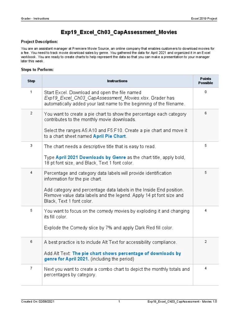 Exp19 Excel Ch03 CapAssessment Movies Instructions | Download Free PDF ...