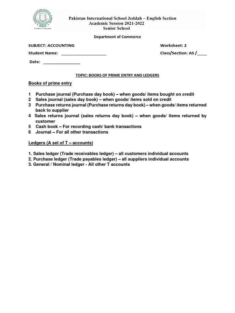 Books Of Prime Entry And Ledgers | PDF | Business Economics | Accounting