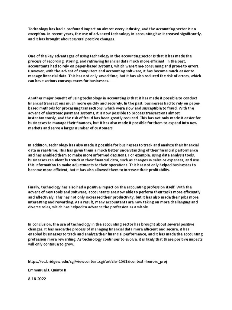 Technology Has Had A Profound Impact On Almost Every Industry | PDF ...