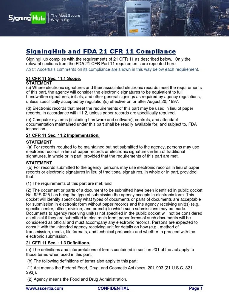 SigningHub And FDA 21 CFR 11 Compliance | PDF | Password | Authentication