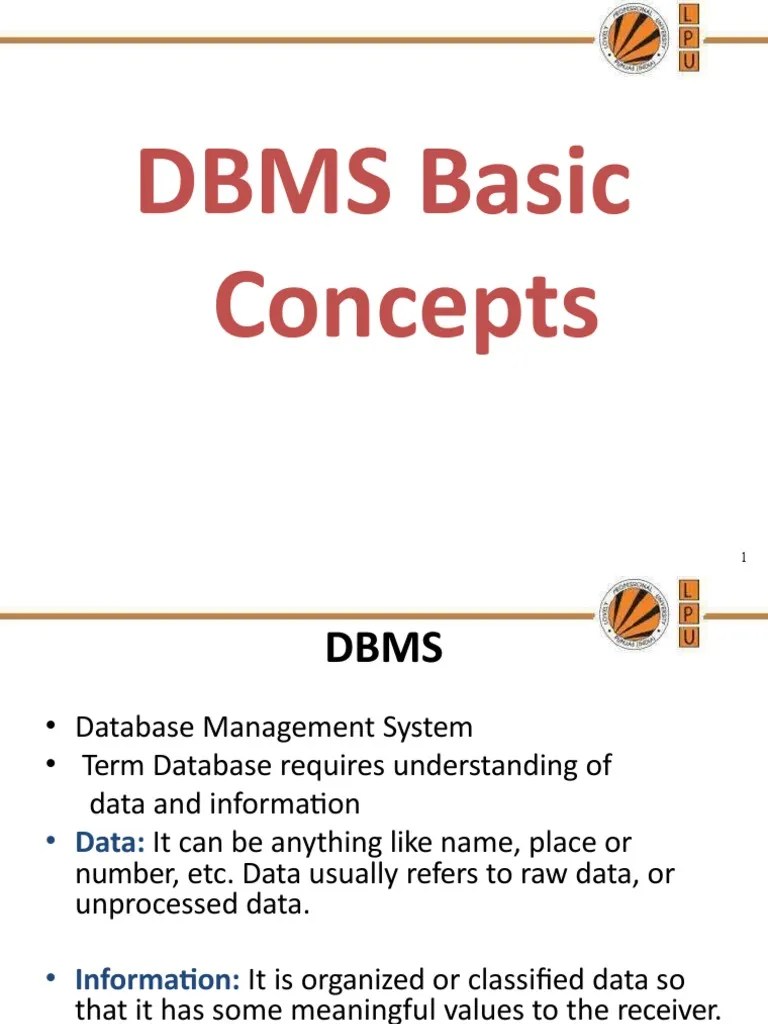 DBMS Basic Concepts: An Overview Of Database Management Systems | PDF ...