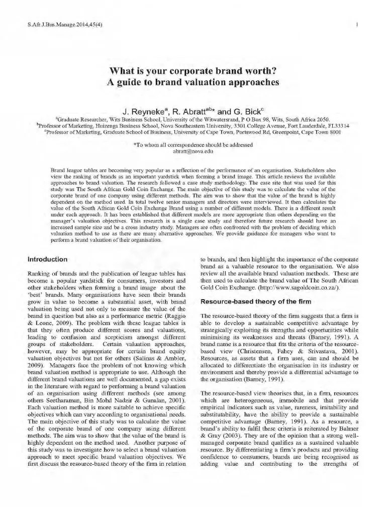 Brand Valuation PDF | PDF | Valuation (Finance) | Brand