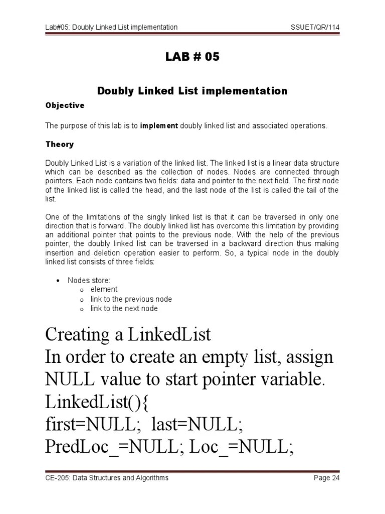 Lab#05 Doubly Linked List | PDF | Information Technology Management | Software Engineering
