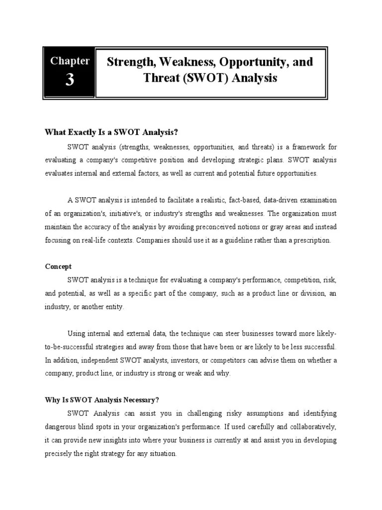 Chapter 3 SWOT Analysis | PDF | Swot Analysis | E Commerce
