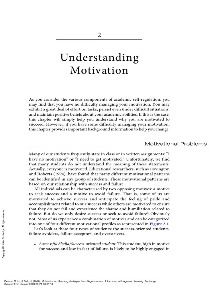 Motivation And Learning Strategies For College Suc... - (UNIT I ...
