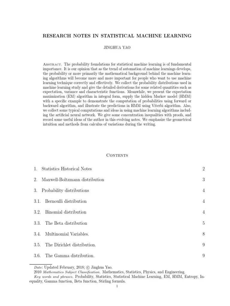 Statistical Machine Learning 1665832214 | PDF | Statistics | Machine ...