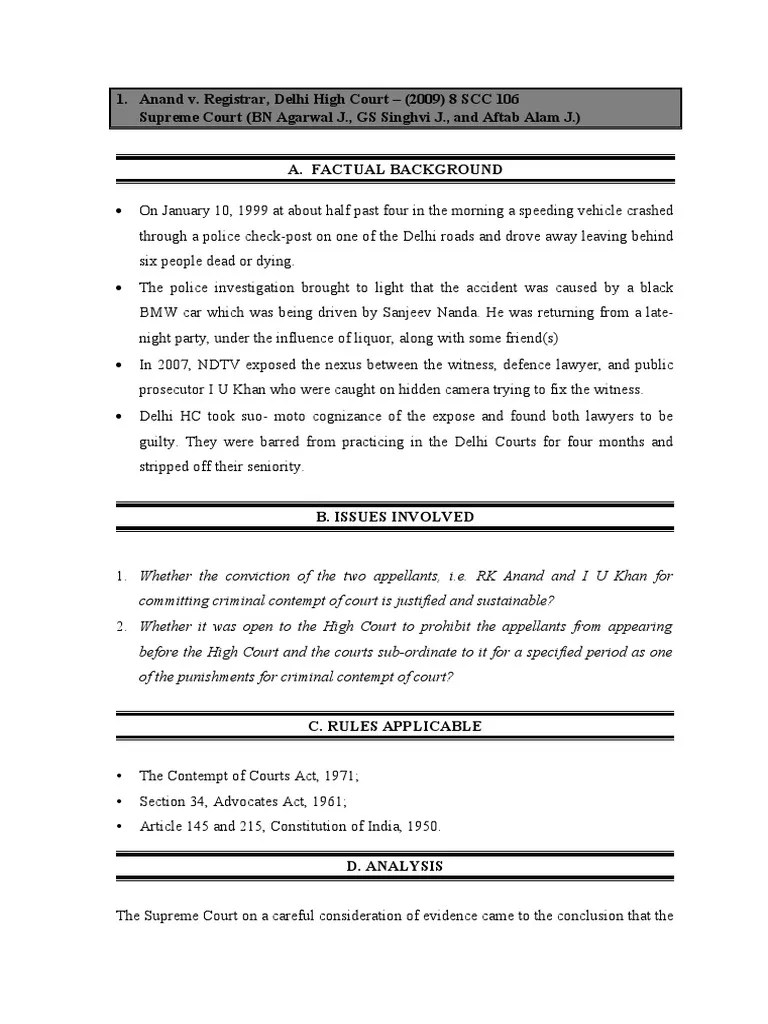 IRAC Analysis | PDF | Contempt Of Court | Supreme Court Of India