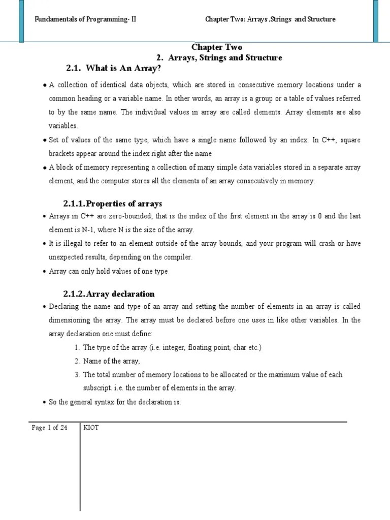 Chapter 2 Array And String | PDF | String (Computer Science) | Data Type
