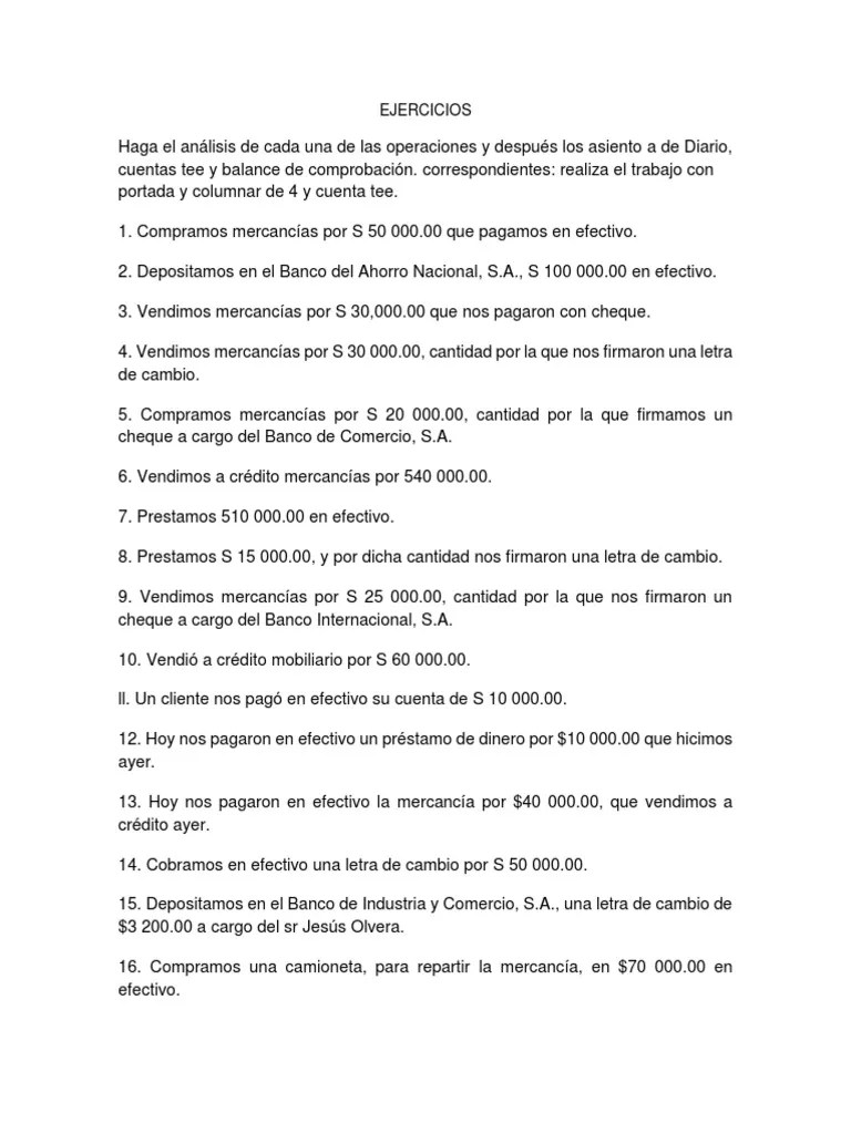 Ejercicios Asientos Contables | PDF | Bancos | Cheque