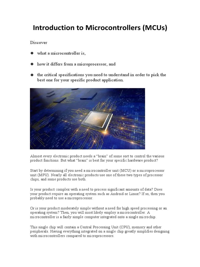 Introduction To Microcontrollers | Download Free PDF | Microcontroller ...
