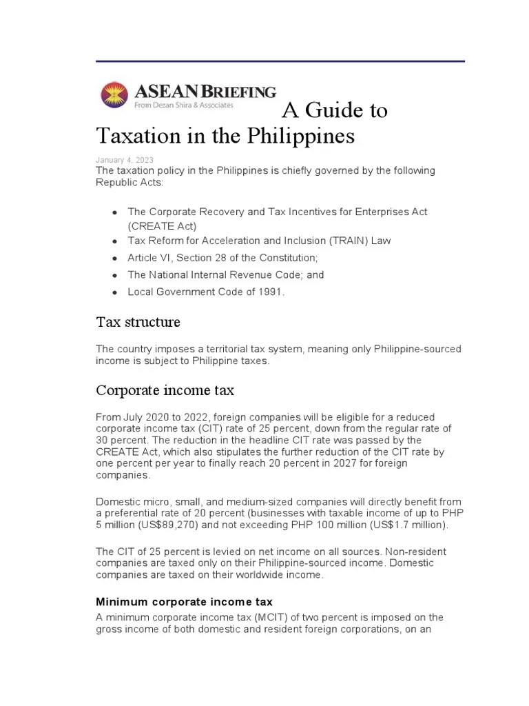 A Guide To Taxation In The Philippines | PDF | Taxes | Employee Benefits