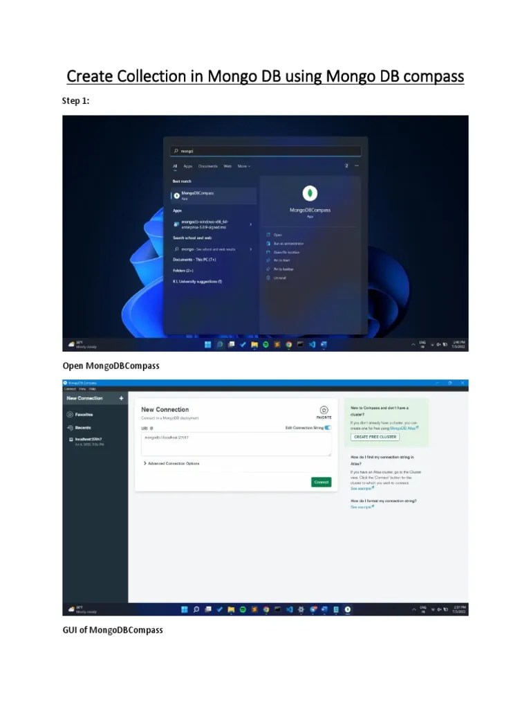 Steps To Working With MongoDB Compass Collections | PDF | Computers