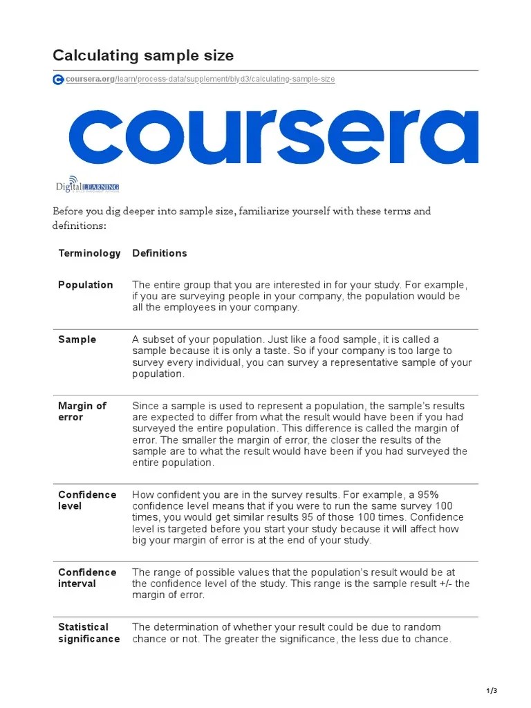 Calculating Sample Size For Data Analysis | PDF | Sampling (Statistics ...
