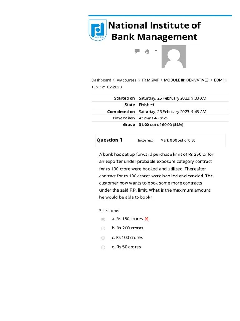 Eom Iii - Test - 25-02-2023 | PDF | Futures Contract | Option (Finance)