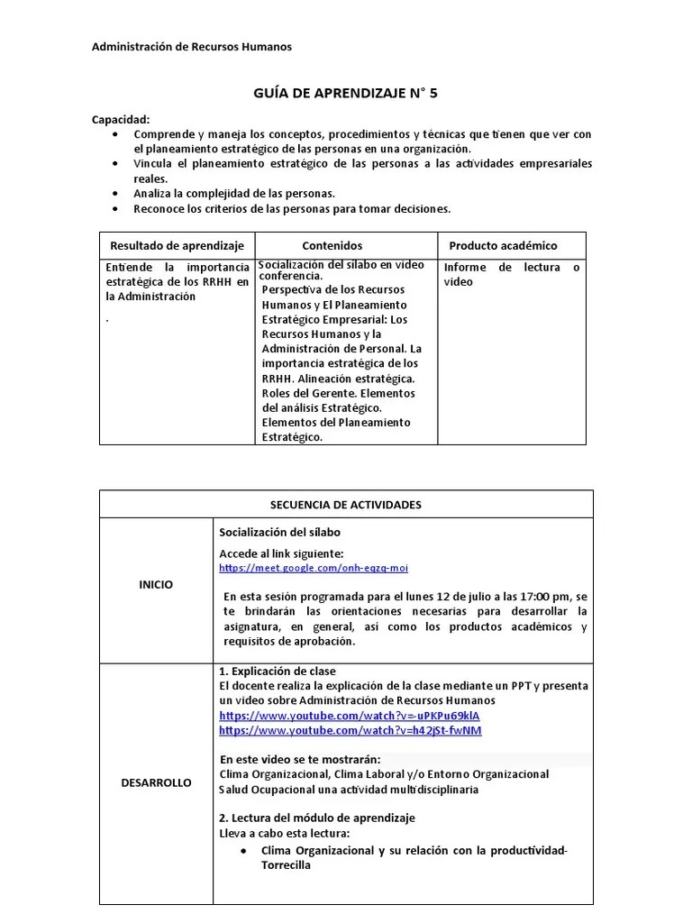 5 Guia De Aprendizaje-Administración De Recursos Humanos O9+ | PDF ...