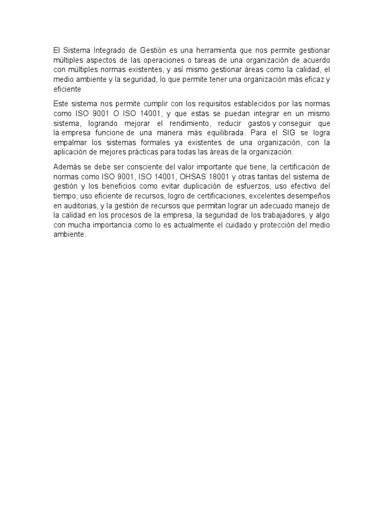Sistema Integrado De Gestión | PDF