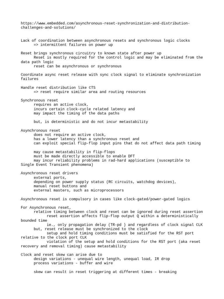 Async Reset Synchronization | PDF