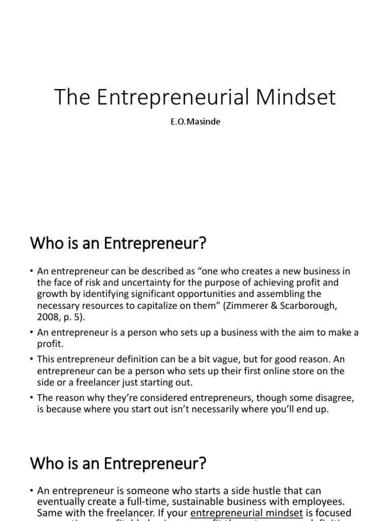The Entrepreneurial Mindset | PDF | Entrepreneurship | Persuasion