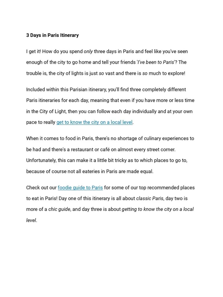 3 Days In Paris Download | PDF | Paris