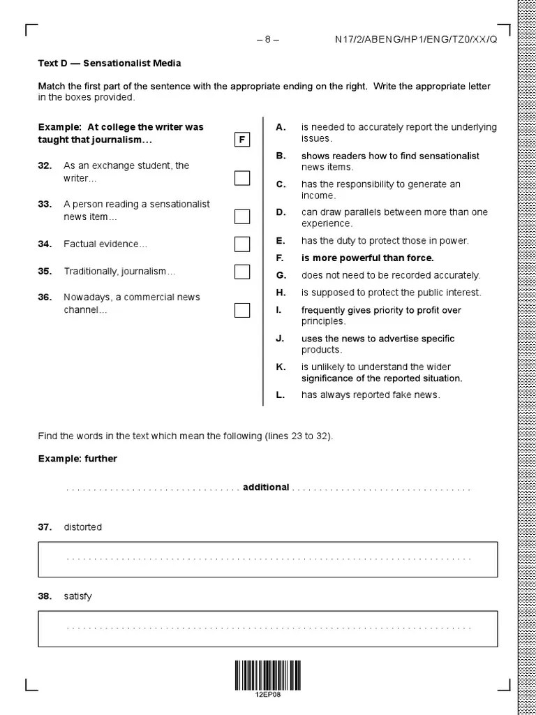 N17 - Extra Texts - Question Booklet | PDF | News | Mass Media