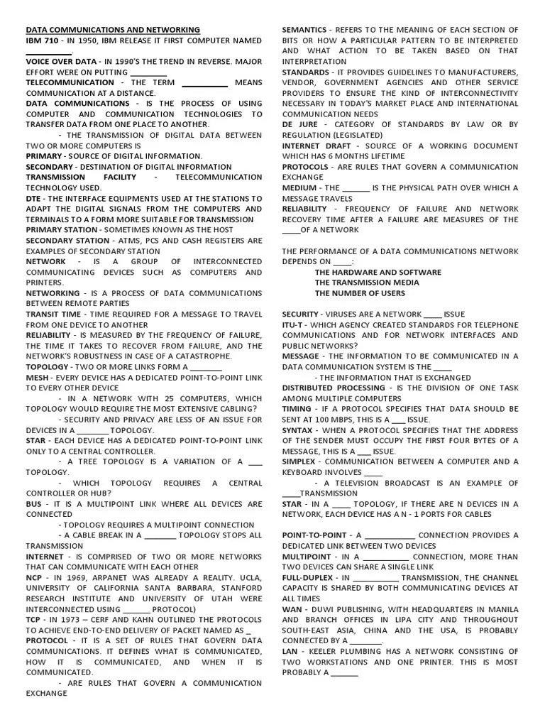 Data Communications And Networking Reviewer | Download Free PDF ...