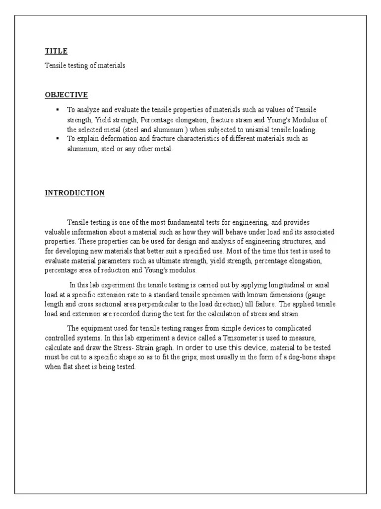 Tensile Test - Intro & Theory | PDF | Deformation (Engineering ...