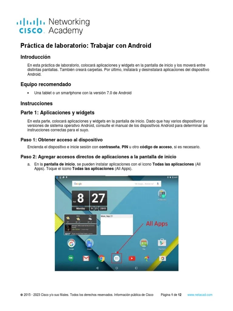 12.1.2.2 Lab - Working With Android PDF | PDF | Android (sistema ...