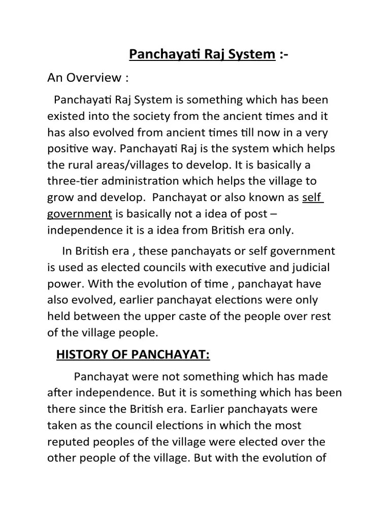 Panchayati Raj System | PDF | Governance | Government