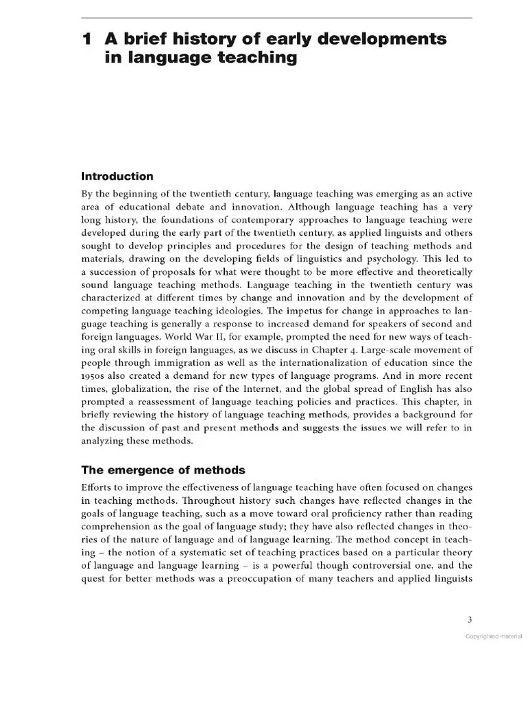 A Brief History Of Early Developments In Language Teaching-Richards And ...
