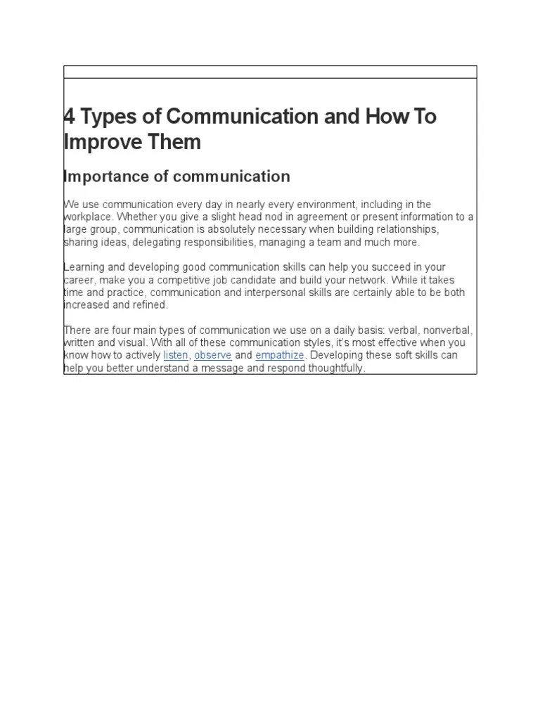 4 Types Of Communication And How To Improve Them | PDF | Nonverbal ...