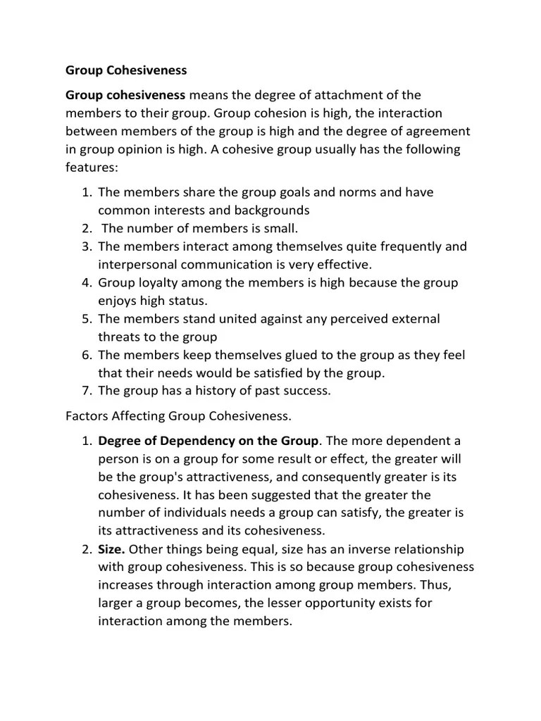 Group Cohesiveness-2 PDF | Download Free PDF | Group Cohesiveness | Organizational Behavior