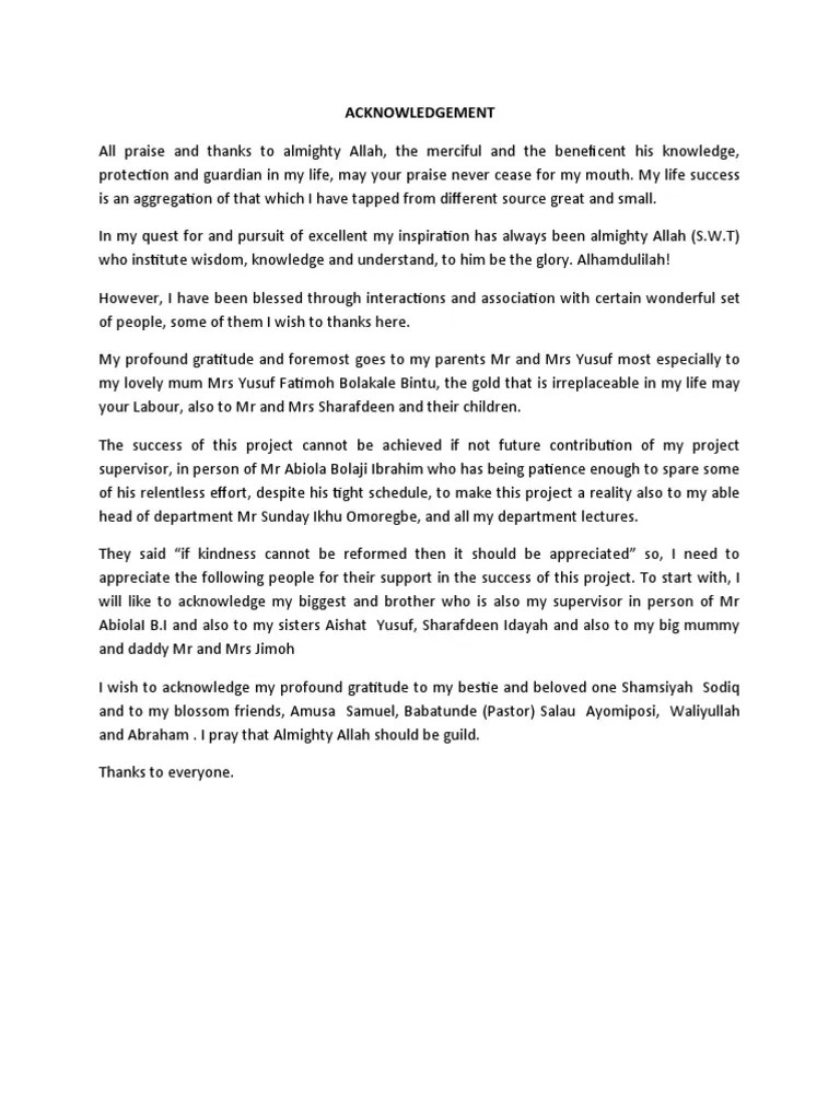 Acknowledgement Sample | PDF