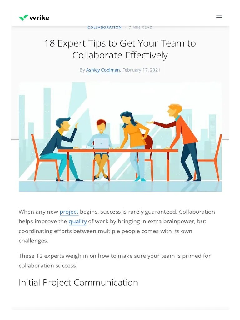 18 Expert Tips To Get Your Team To Collaborate Effectively | PDF ...