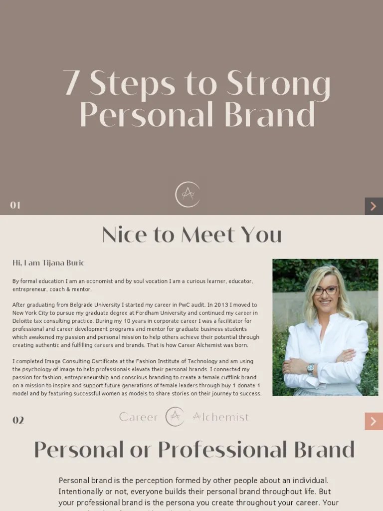 7 Steps To Strong Personal Brand - Guide By Career Alchemist PDF | PDF | Brand | Mentorship