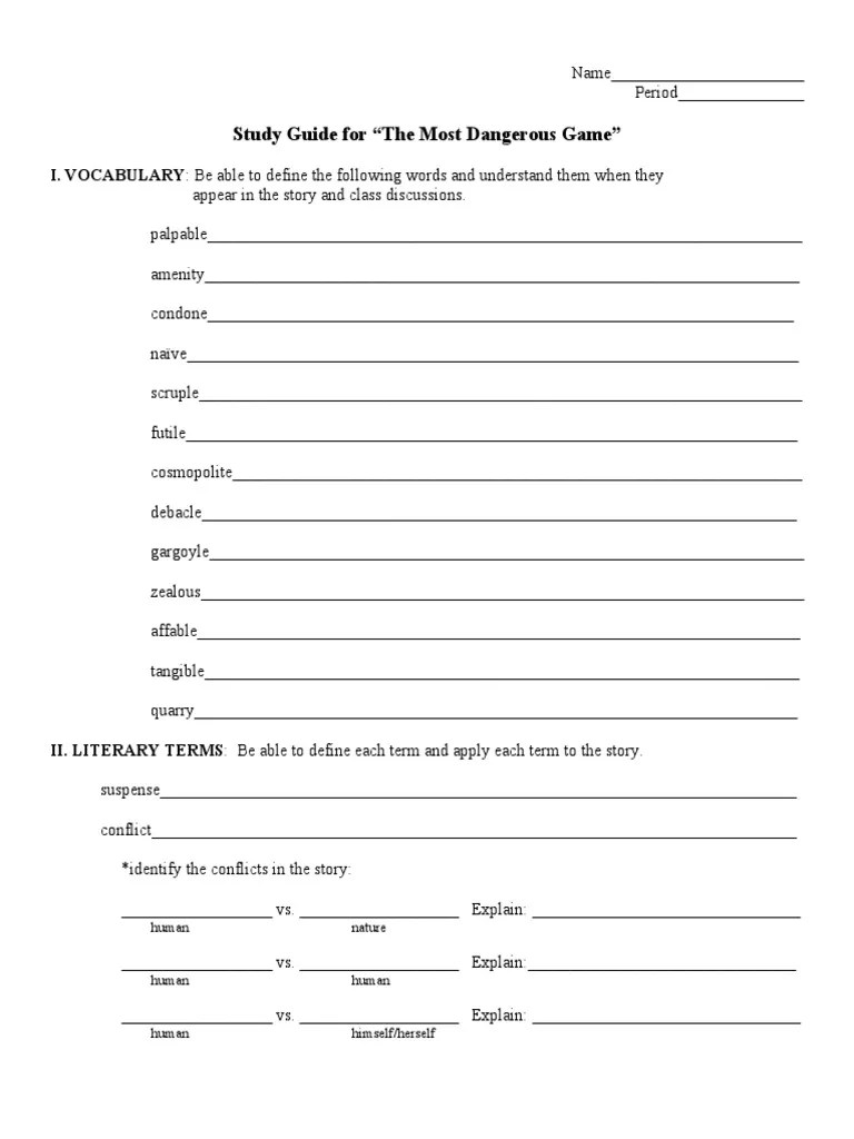 Most Dangerous Game | PDF