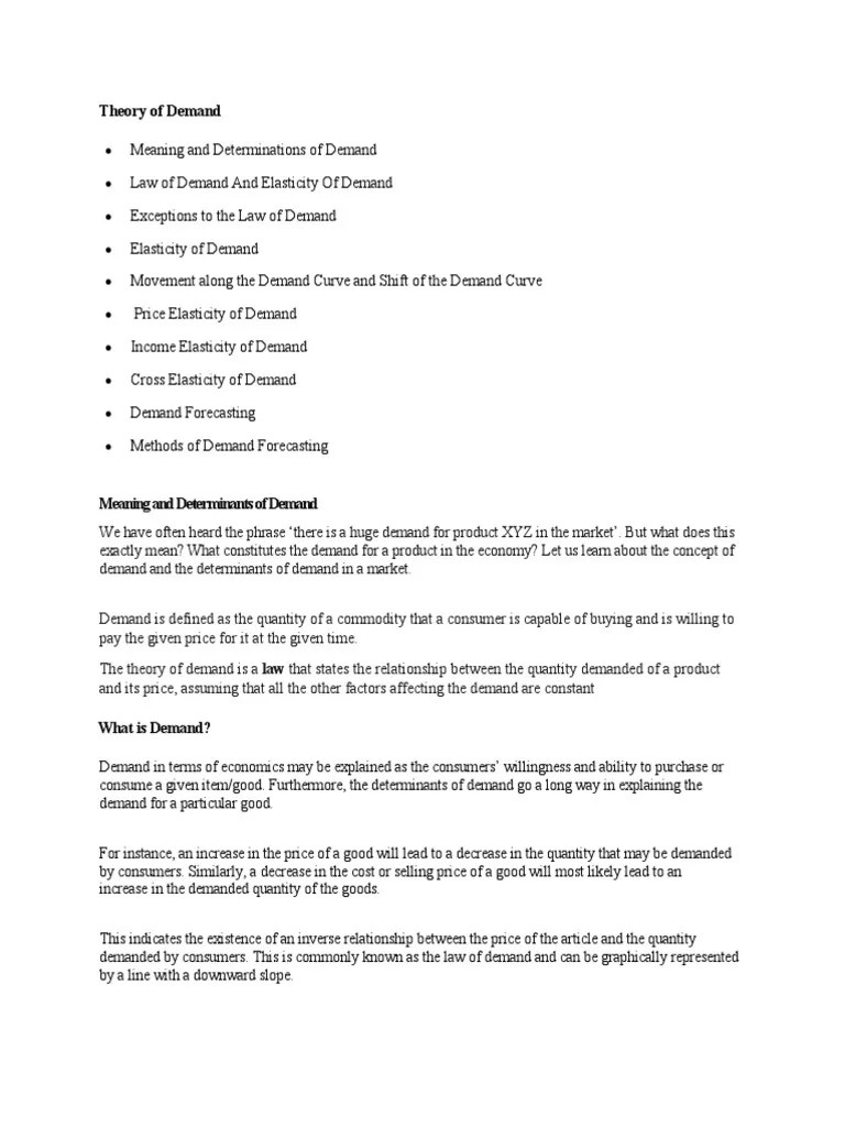 Theory Of Demand | PDF | Demand | Demand Curve