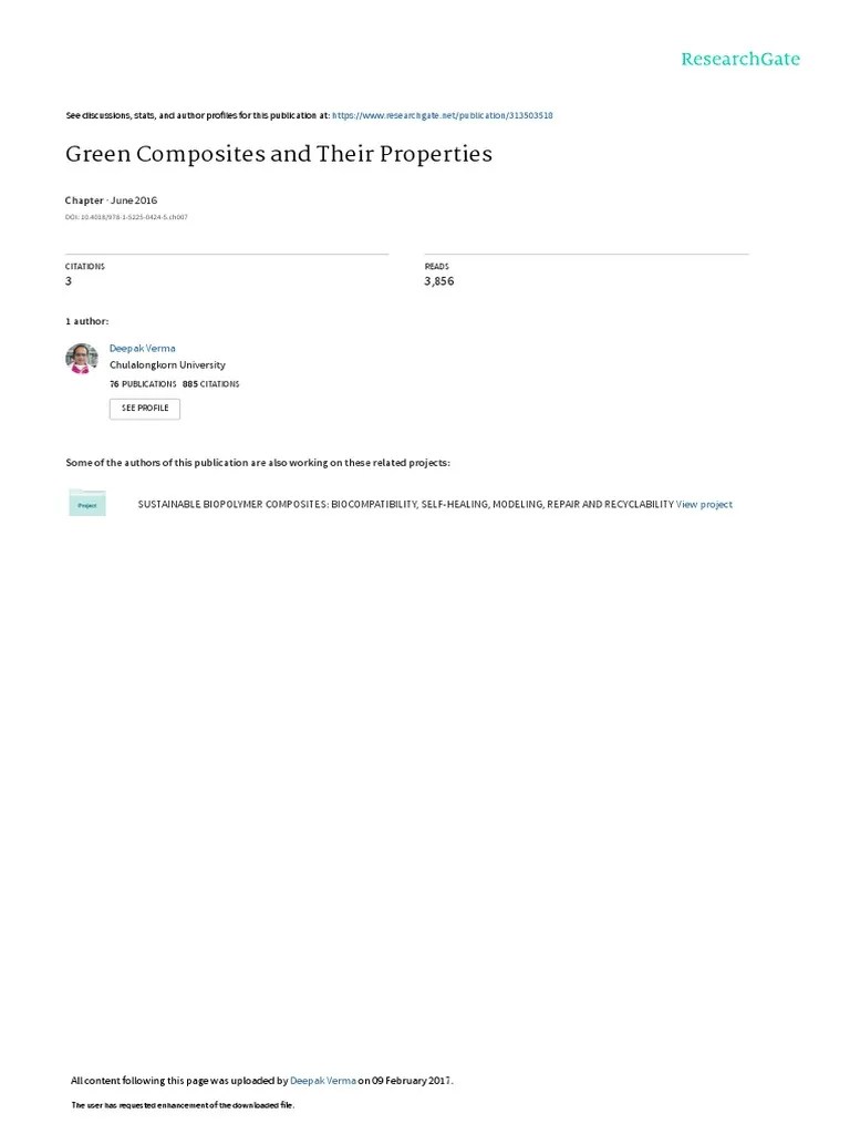 Green Composites And Their Properties A Brief Introduction | PDF | Composite Material | Fibers